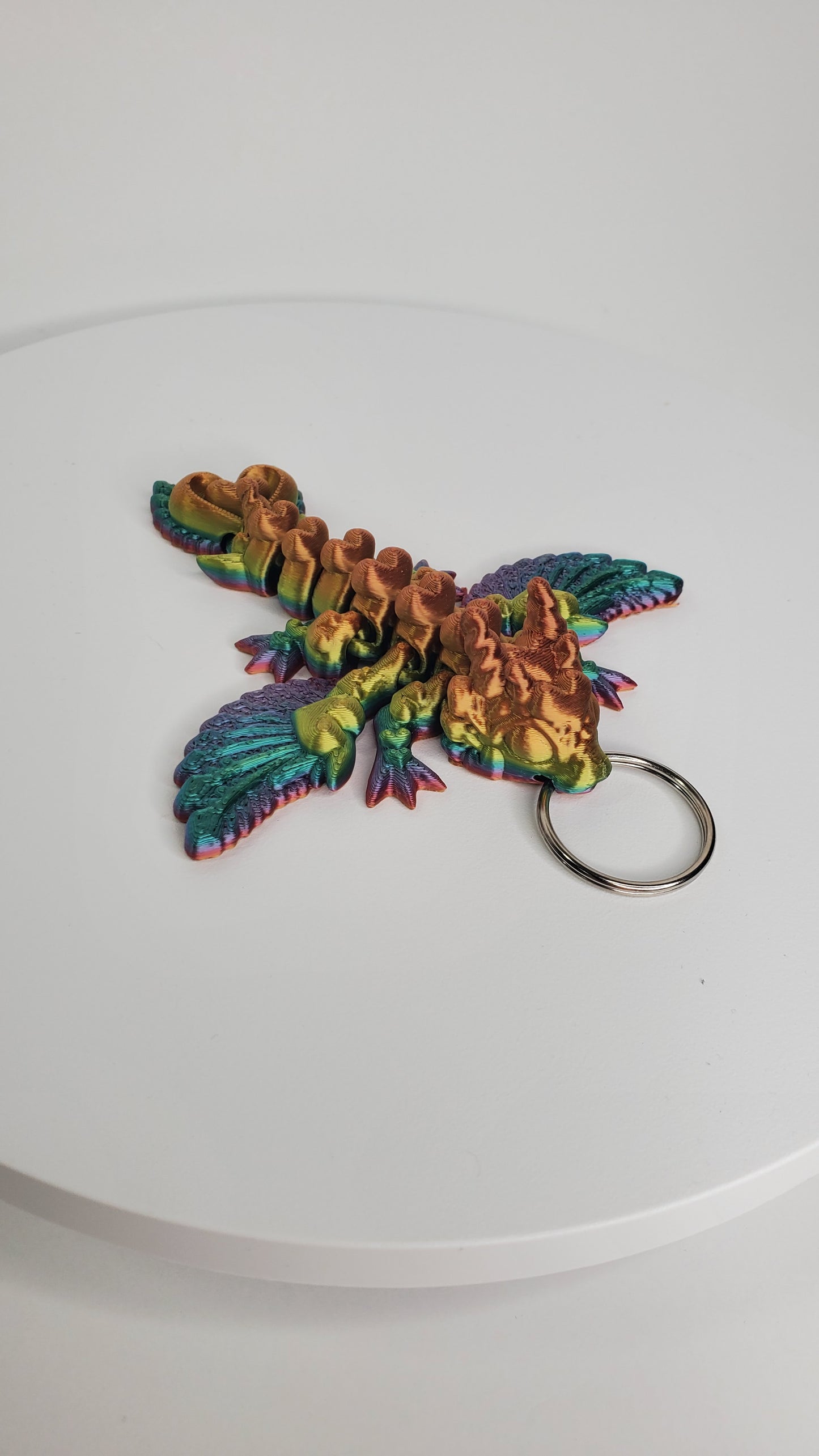 Tiny heart dragon with wings keychain