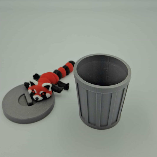 Red Panda with trash can