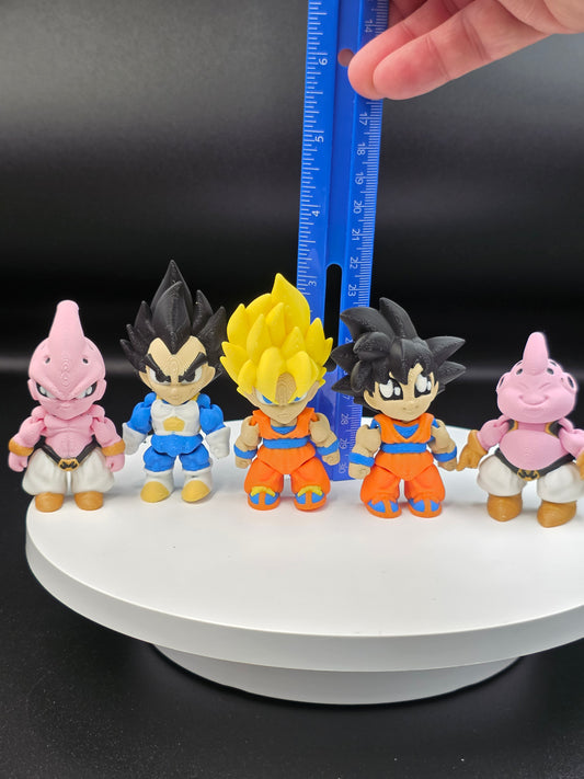 3D Printed Dragon Ball Mini Figures – Goku, Super Saiyan Goku, Vegeta, Fat Buu & Kid Buu