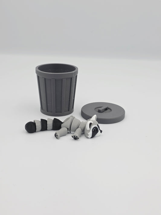 Racoon with trash can
