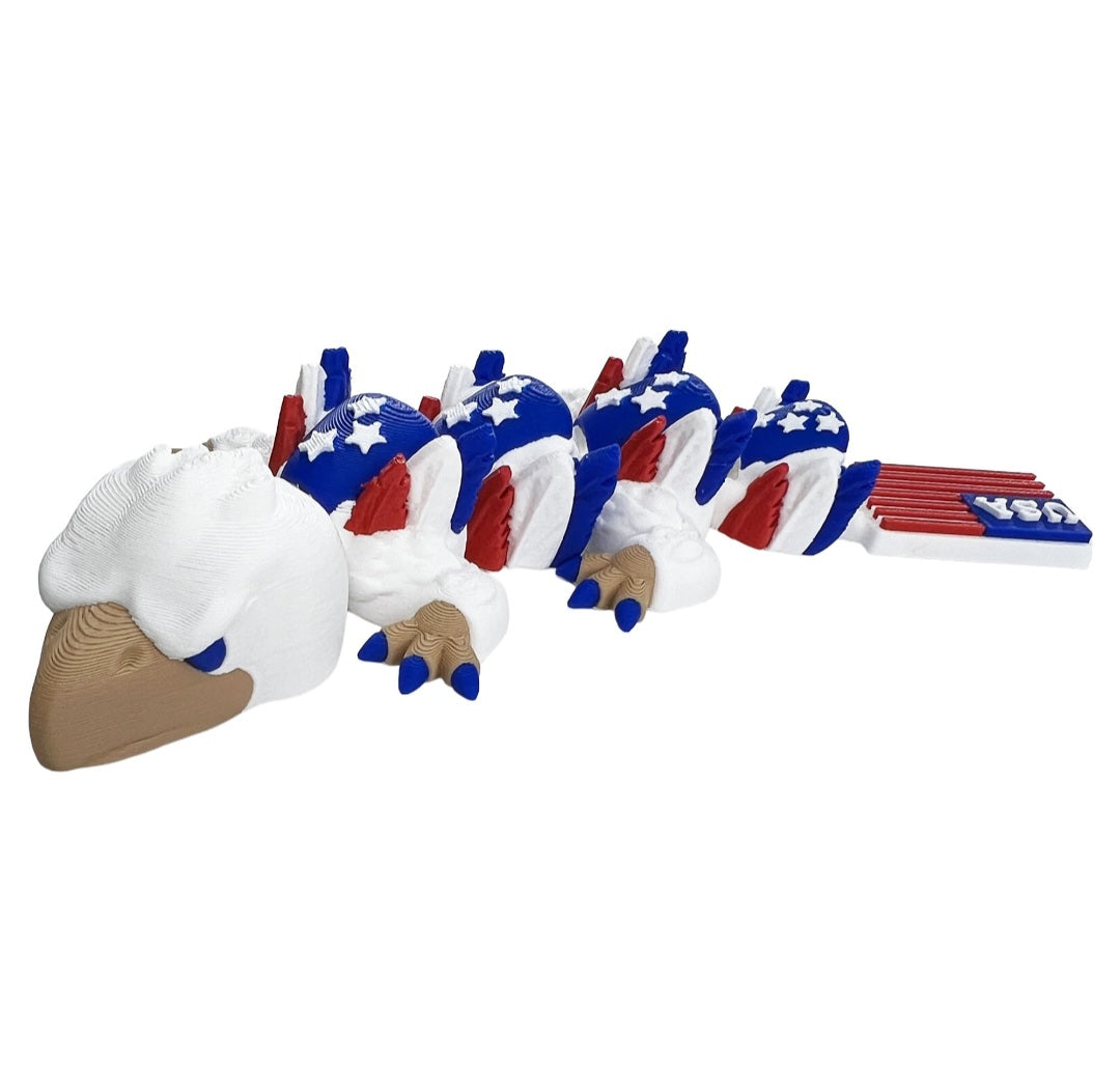 Patriotic Eagle Dragon 3D Printed Articulated Figure | We The People | 4th of July | America 250th Anniversary Collectible