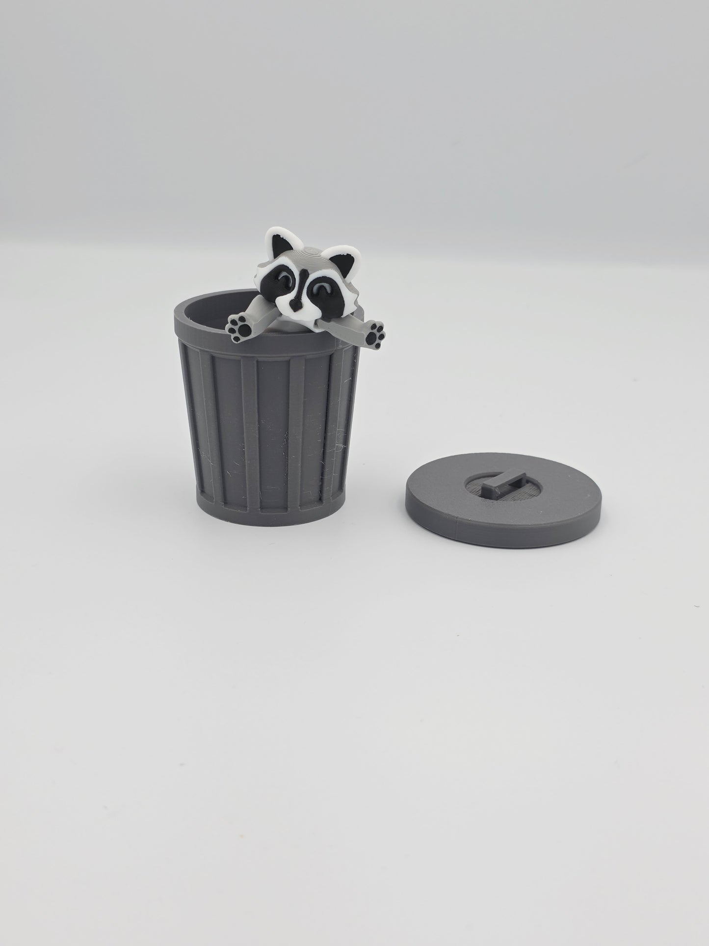 Racoon with trash can